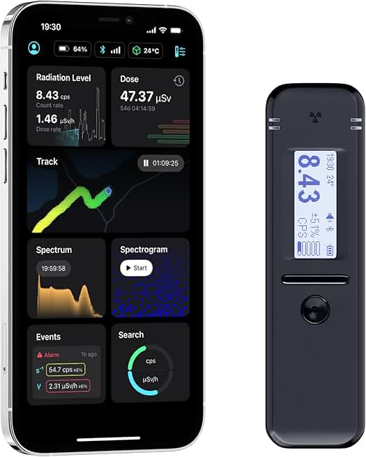 Neхт Generation Geiger Counter Nuclear Radiation Detector and Personal Dosimeter Radiacode 103 with Scintillation Crystal for Isotopes Identification Fully Free App with Lifetime Update