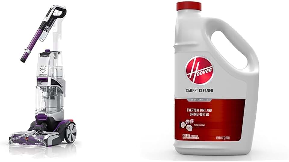 Hoover SmartWash Pet Automatic Carpet Cleaner with Spot Chaser Stain Remover Wand, FH53000PC + Hoover Everyday Solution, Deep Cleaning Carpet Shampoo, 128 oz Formula, AH30932
