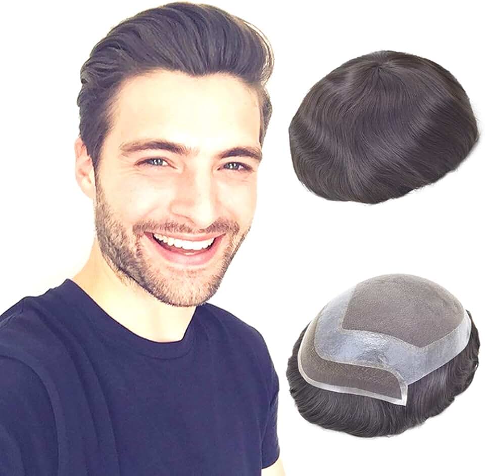 Lordhair Hair System for men Human Hair Toupee Hair Pieces for Men Natural Lace Front with Skin Perimeter Base Multiple Size Available