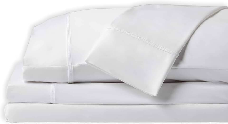 SHEEX Original Performance Sheet Set with 2 Pillowcases, Ultra-Soft Fabric Breathes Better Than Cotton (Split King, Bright White)
