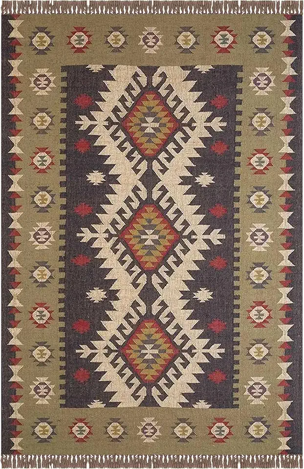 Wool Jute Kilim Runner Rugs 2.5x10 Wool Jute Carpet Green Black Hand Woven Rug Southwestern Rug Flatweave Kilim Rug Hand Braided Jute Indoor Large Area Hallway Runner Stair Runner Corridor Runner