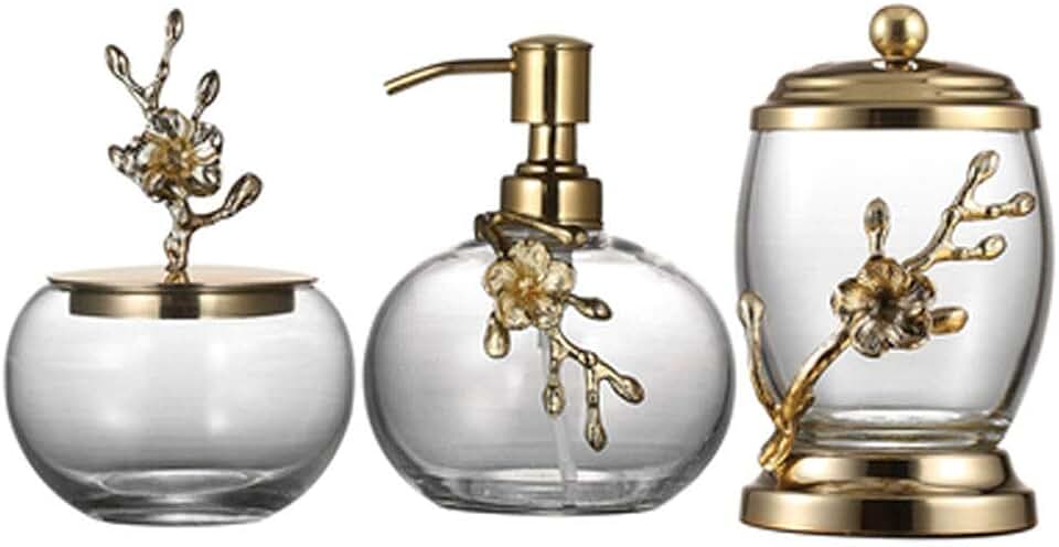 Automatic soap Dispenser Gold-Plated Aluminum Glass Bathroom Soap Dispenser Kit, Lotion Bottle Toothbrush Cup Storage Box 3-Piece Set Home, Bathroom, etc.