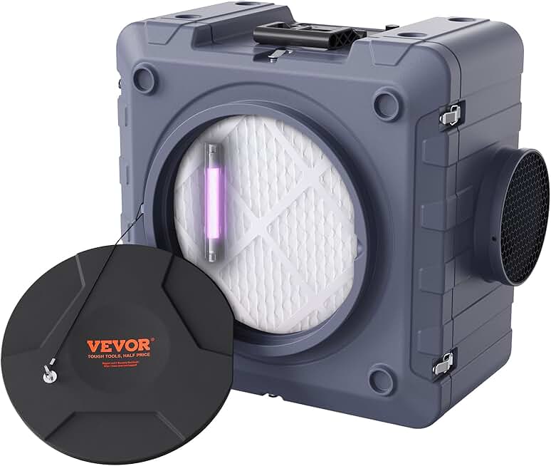 VEVOR Air Scrubber with 3-Stage Filtration, Stackable Negative Air Machine 800 CFM, Air Cleaner with MERV10, Carbon, H13 HEPA, for Home, Industrial and Commercial Use
