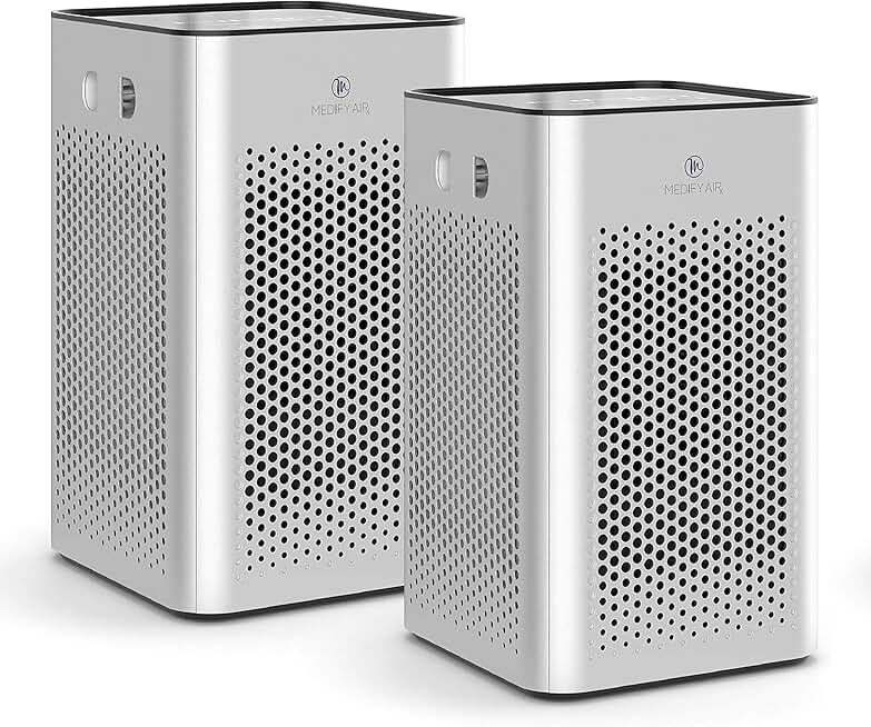 Medify MA-25 Air Purifier with True HEPA H13 Filter | 825 ft² Coverage in 1hr for Allergens, Smoke, Wildfires, Odors, Pollen, Pet Dander | Quiet 99.9% Removal to 0.1 Microns | Silver, 2-Pack