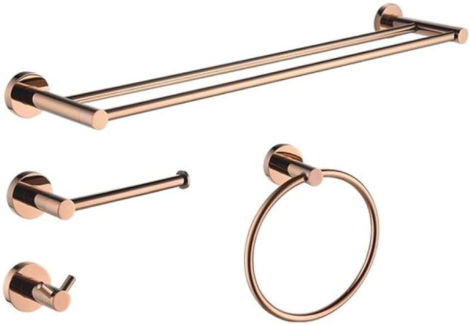 Towel Rack Single and Double Rod Ring Paper Holder Robe Hook Soap Dispenser Toilet Brush Bathroom Accessories Sets,4 Pieces Set C