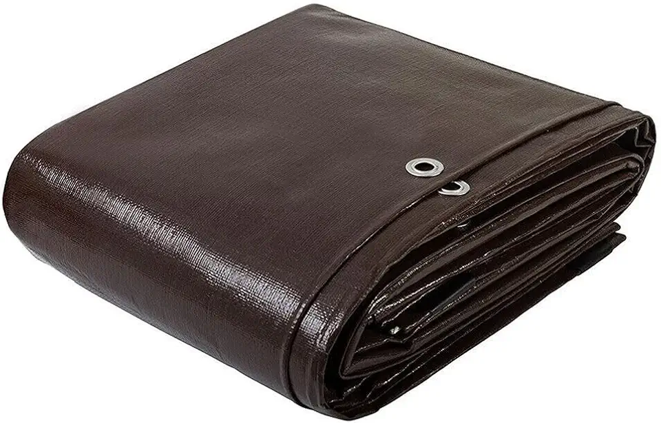 50x50Ft,Tarps Heavy Duty Waterproof, 10Mil Poly Tarps, Brown Multipurpose Tarpaulin with Metal Grommets, Edge Reinforcement Tear Resistant, UV Resistant, Camping, Outdoor Coverings