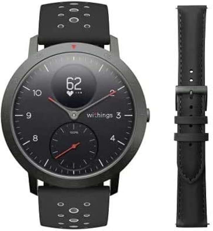 Withings Steel HR Sport - Multisport hybrid Smartwatch, connected GPS, heart rate, fitness level via VO2 max, activity and sleep tracking, notifications