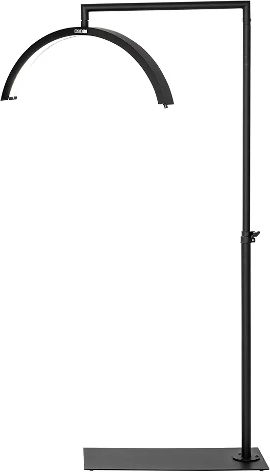 Original Light + Phone Clip (Black) for Eyelash Extensions, Skincare, Nails, Lashes, Eyebrows, Filming, Content Creation, LED Floor Light, 360 Rotation Curved Halo, Half Moon Lamp