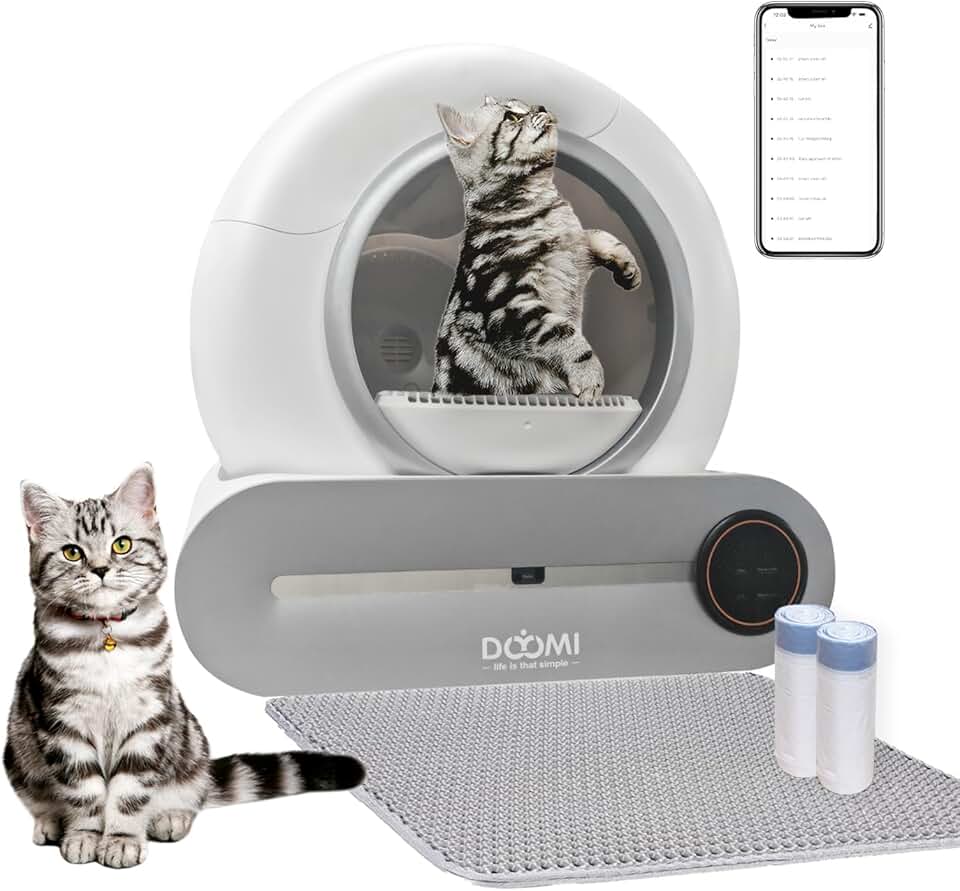 Self Cleaning Cat Litter Box, Automatic Cat Litter Box with 65L+9L Large Capacity, Scoop Free App Control Smart Automatic Litter Box for Multiple Cats, Odor Removal Anti Pinch Kitty Litter Box