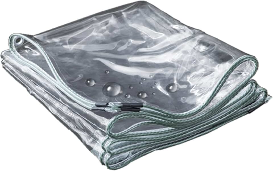 Waterproof Plastic Sheeting Clear Heavy Duty Tarp Cover Sheet 1.4x2m 1.2x1.8m Transparent Tarpaulin with Reinforced Grommets Camping Tarp Tent (Size:3x4m)