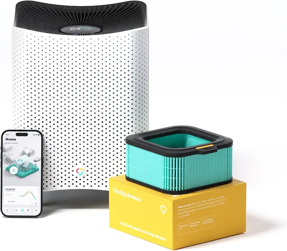 Mila Smart Home Air Purifier with Big Sneeze H13 HEPA Replacement Filter for Allergies, Removes Dust, Pollen, Dander, Ideal for Large Room or Bedroom, Quiet-Mode