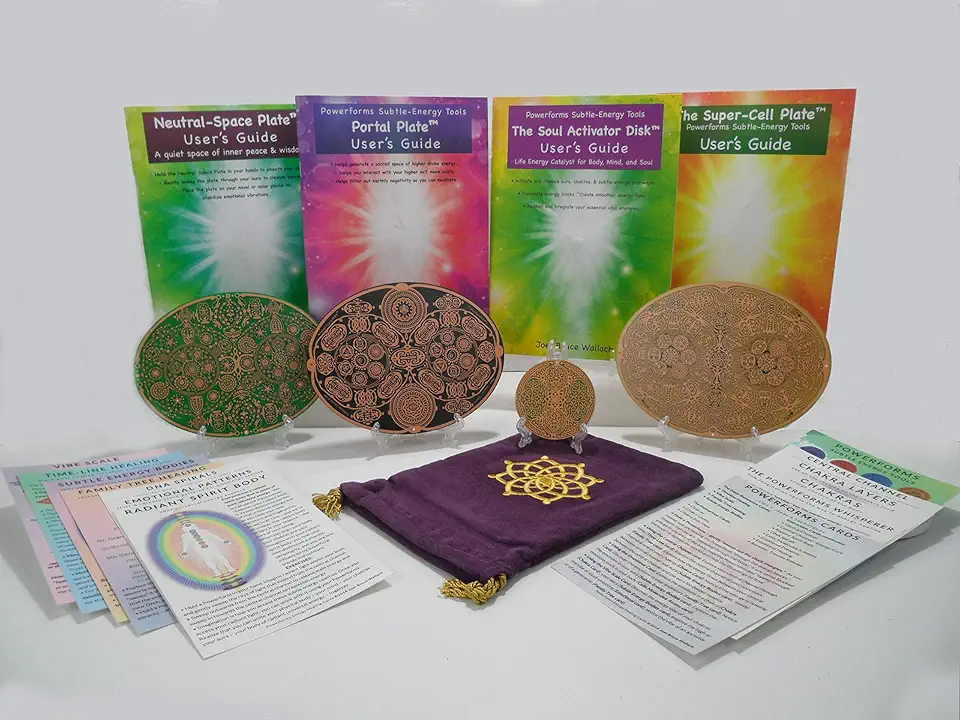 Sacred Geometry Spiritual Meditation Performance Harmonic Activation & Alignment Tool Powerforms 4, Soul Activator Neutral Space Portal Super Cell Energy Healing Cards Velvet Carry Bag