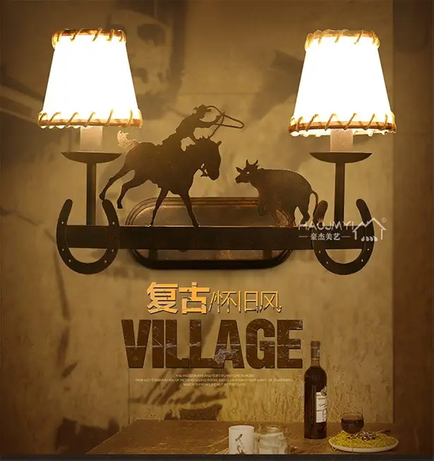 Industrial Vintage Wall Sconces The Western Cowboy Wall Lamps Retro bar ...