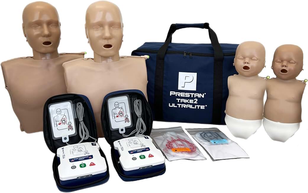Prestan Take2 Ultralite Diversity Kit w/CPR Feedback; Containers (2) Adult Ultralite Manikins, (2) Infant Ultralite Manikins, and (2) AED UltraTrainers