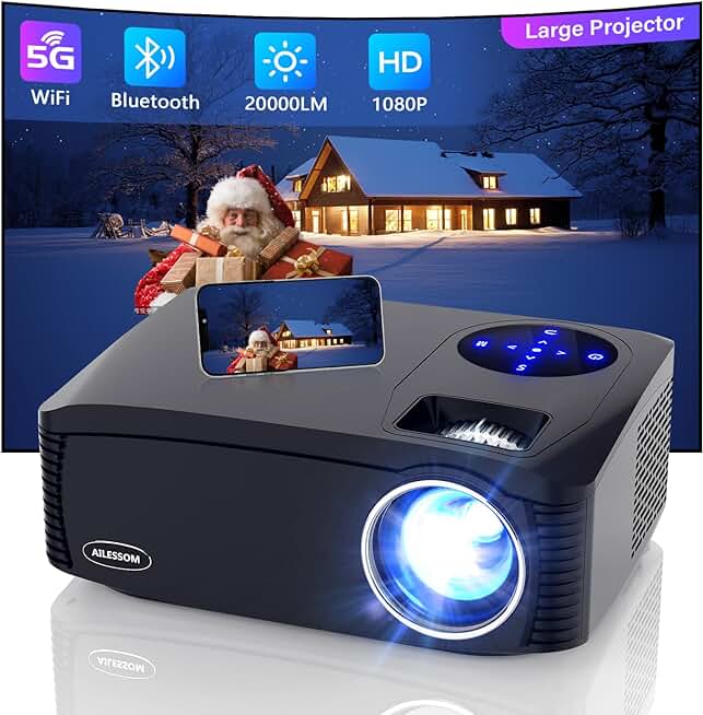 Native 1080P 5G WiFi Bluetooth Projector, AILESSOM 20000LM 450