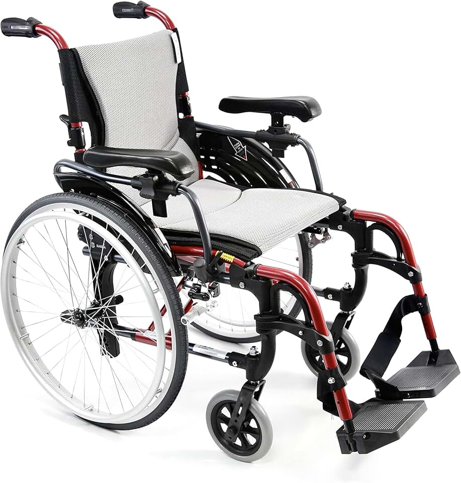 Karman S-ERGO 305 Lightweight Ergonomic Wheelchair S-Ergo305Q18RS, 29 lbs., Quick Release Wheels, Frame Rose Red, Seat Size 18