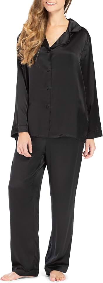 Fishers Finery Women's 100% Mulberry Silk Long Pajama Set with Gift Box