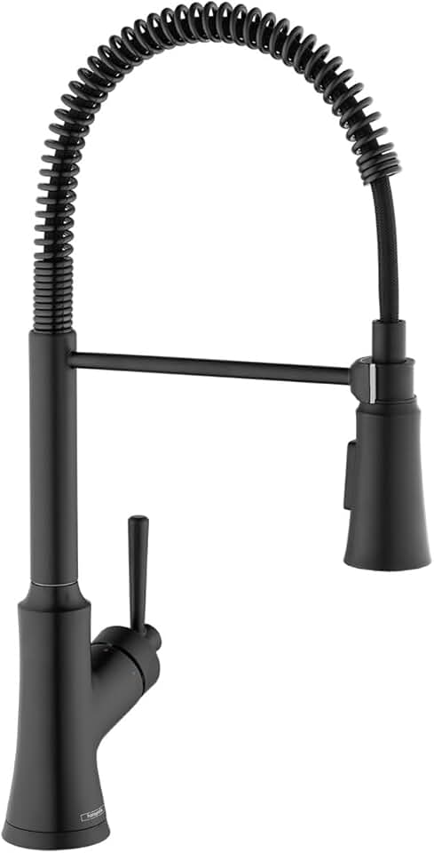 hansgrohe Joleena Black Commercial Kitchen Faucet, Kitchen Faucets with Pull Down Sprayer, Faucet for Kitchen Sink, Matte Black 04792670, 19.3-Inches Tall