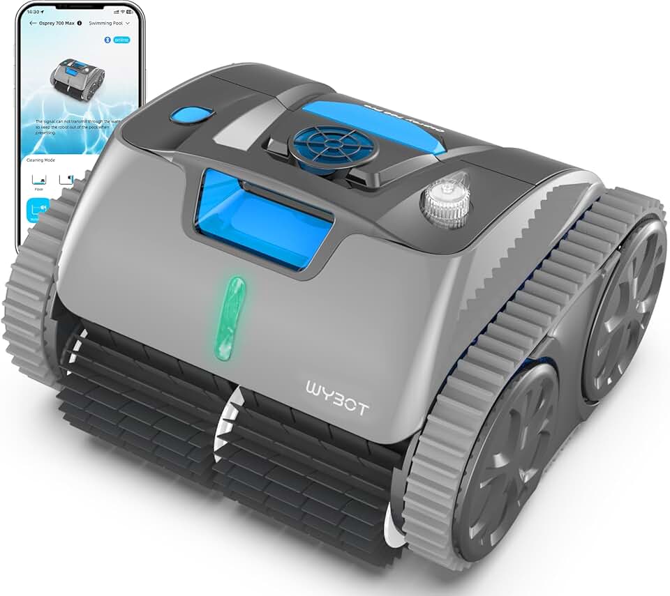 WYBOT Automatic Pool Cleaner Vacuum with APP, Wall Climbing Pool Robot, 180Mins Last, 15000mAh Battery, Super Suction, Smart Mapping, Full-Customize Clean, Ideal for Inground Pools.