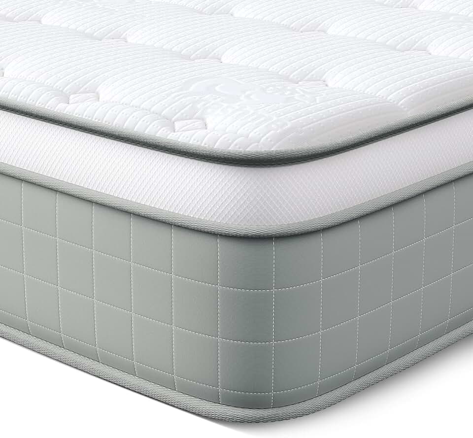 Vesgantti Twin Mattress, 10 Inch Innerspring Hybrid Mattress in a Box, Pressure Relief Pocket Spring Twin Size Mattress with Memory Foam & Breathable Knitted Fabric, Medium Firm, CertiPUR-US