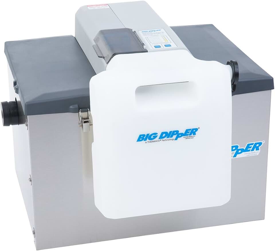 Big Dipper W-250-IS Automatic Commercial Grease Trap Removal Device for Restaurant Dishwasher Sinks, 56-Pound Grease Capacity, Stainless Steel, 115v