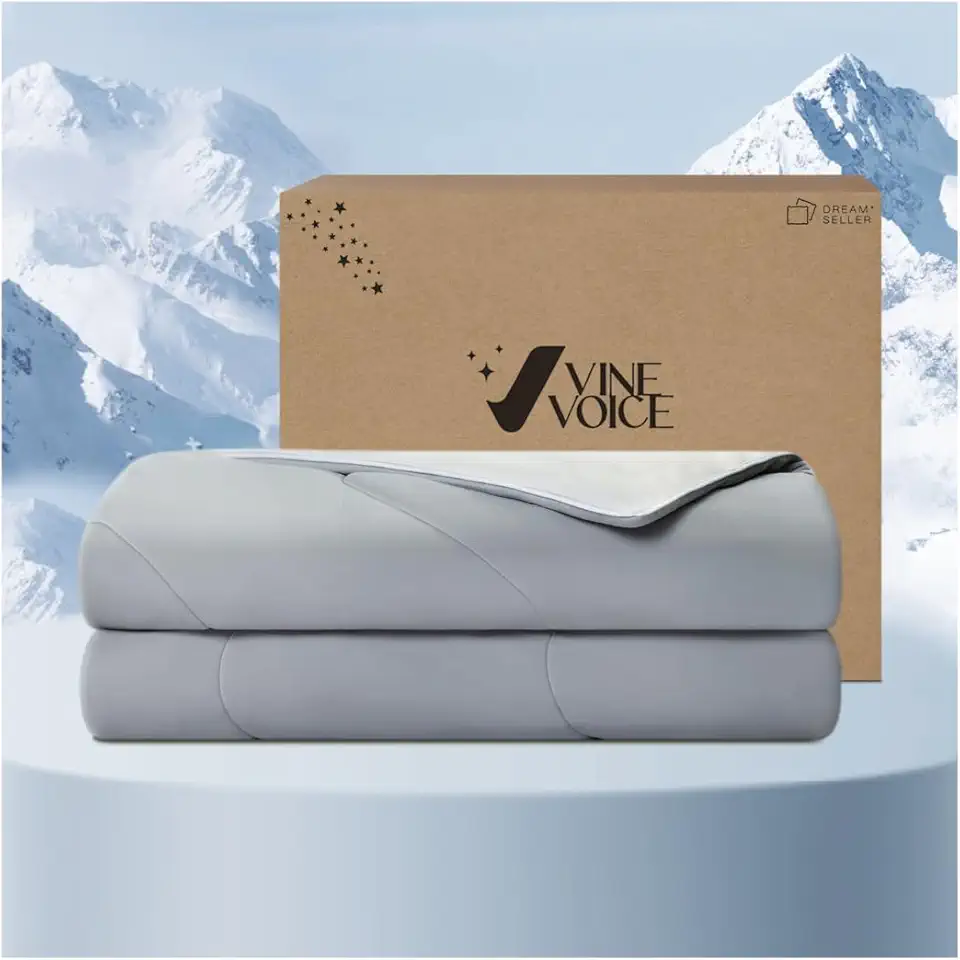 Cooling Comforter Blanket for Hot Sleepers, King/Cali King Soft Cooling Blanket, Double-Sided Cool Bedding for Night Sweats, All-Season Breathable Lightweight Comforter (106''x90'', Grey)