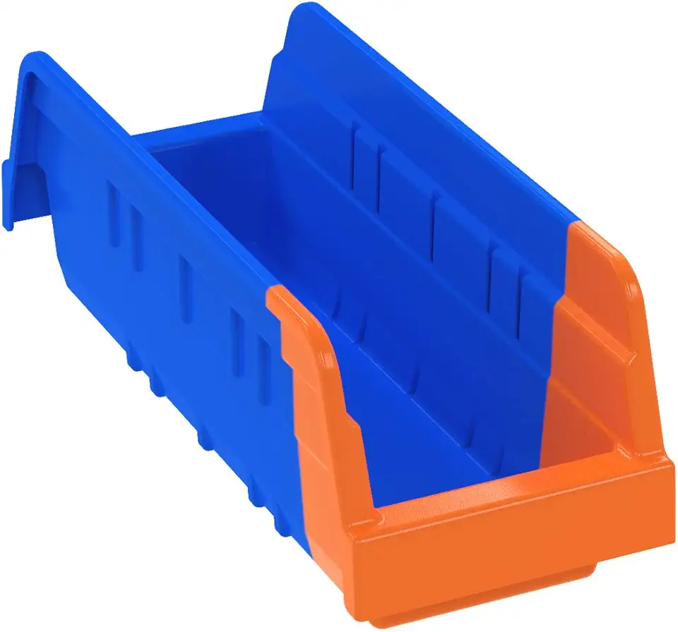 Akro-Mils 36442 Indicator Inventory Control Double Hopper Plastic Kanban Shelf Bin, 11-5/8-Inch x 4-1/4-Inch x 4-Inch, Blue/Orange, (24-Pack)