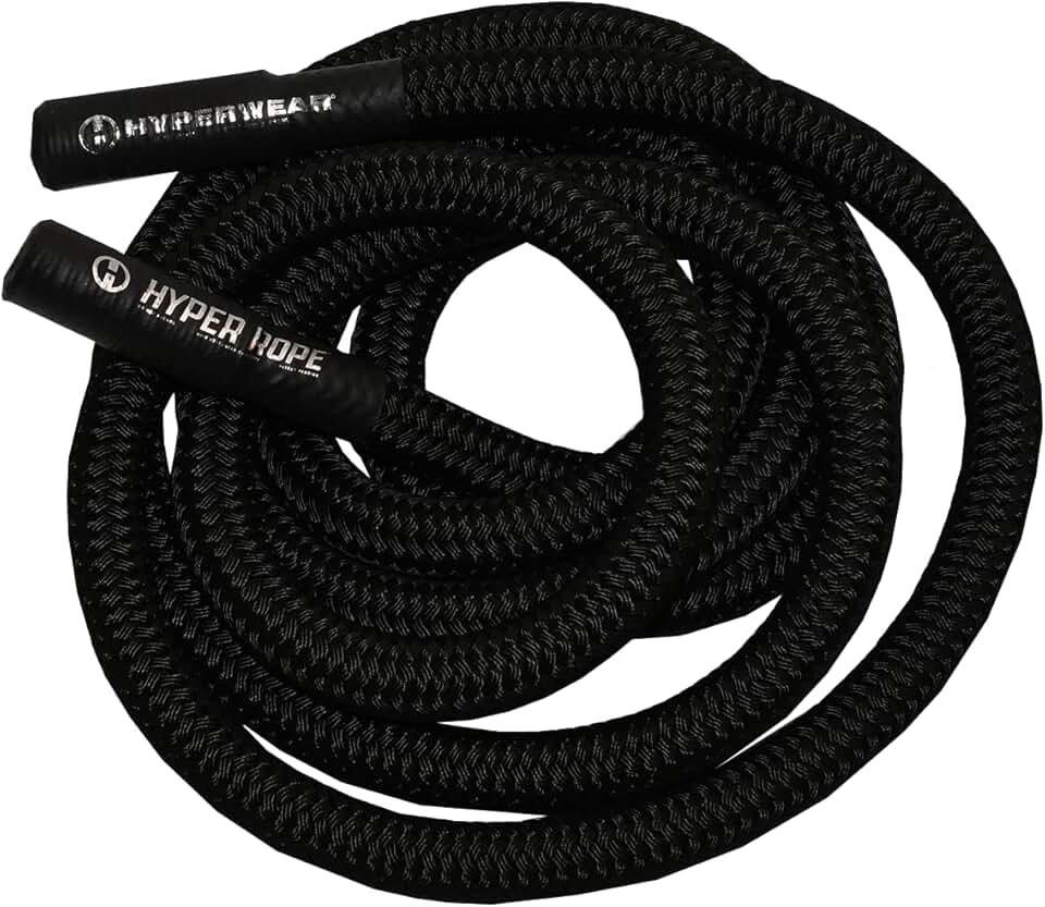 HYPERWEAR Hyper Rope Weighted Short Battle Ropes Exercise Rope Home Gym Battle Rope Anchor Optional Full Size Rope Core Workout in 6ft or Less Space