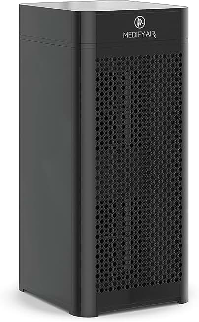 Medify MA-40 UV Light Air Purifier with True HEPA H14 Filter | 1,793 ft² Coverage in 1hr for Wildfires Smoke, Odors, Pollen, Pets | Quiet 99.9% Removal to 0.1 Microns | Black, 1-Pack