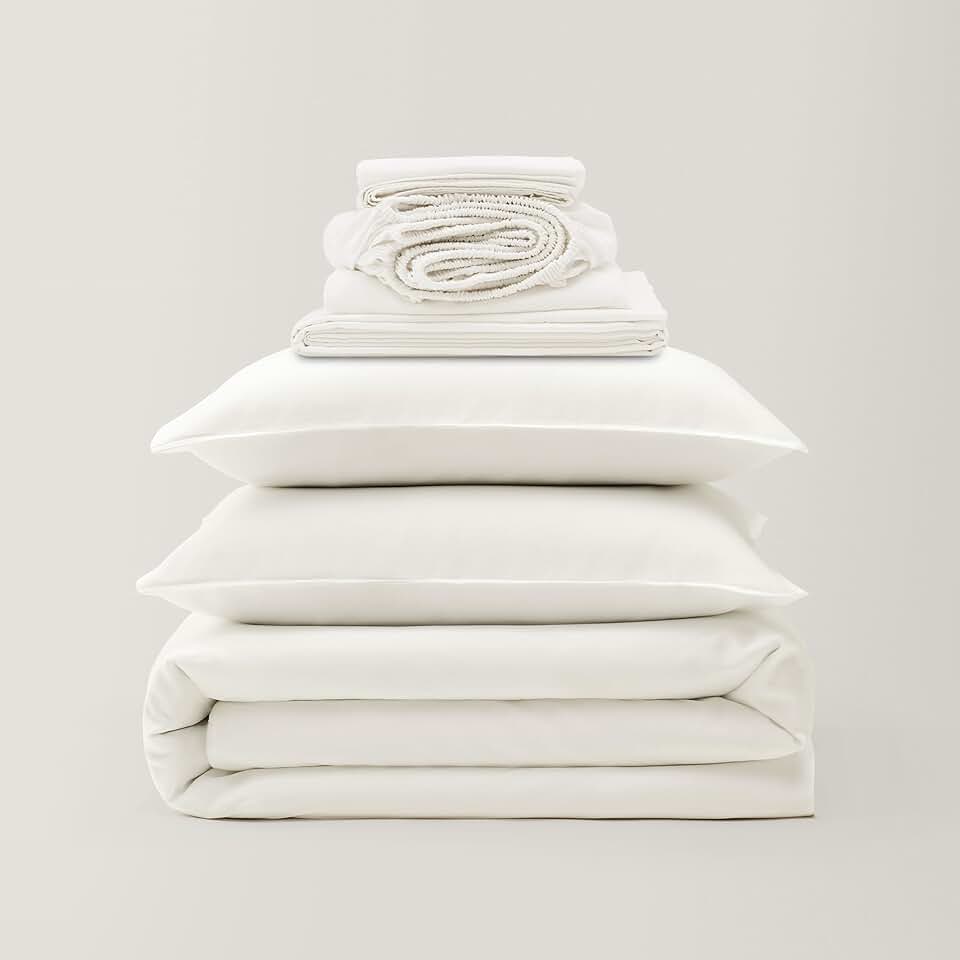 Double Stitch Cotton Tencel Duvet Cover Set and Cotton Tencel Sheet Set, King, 1 Duvet Cover, 106