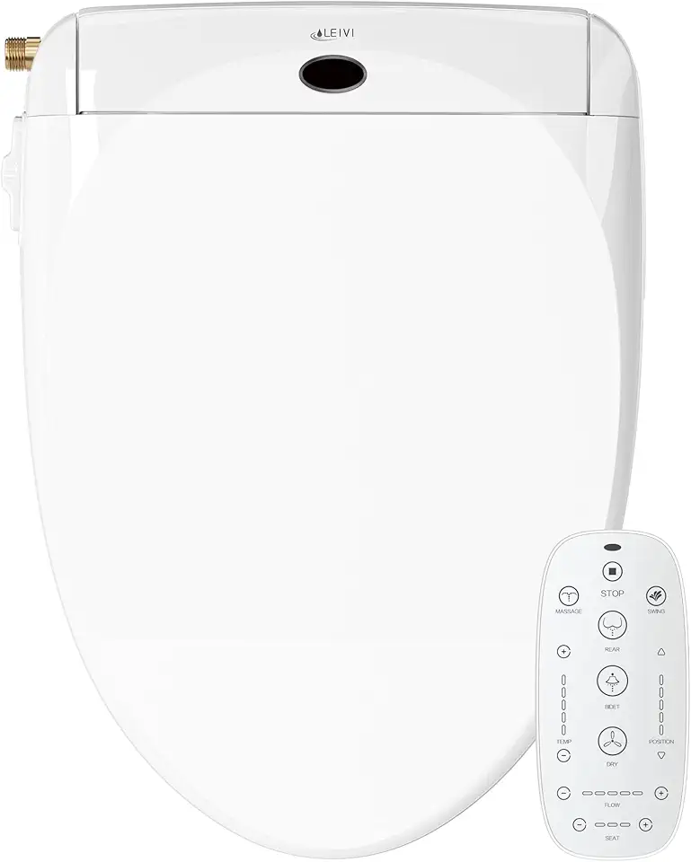 LEIVI Electric Bidet Smart Toilet Seat with Dual Control Mode, Adjustable Warm Water and Air Dryer, Ultra Slim Heated Toilet Seat, Oscillating and Pulsating Spray Wash, LED Nightlight, Elongated