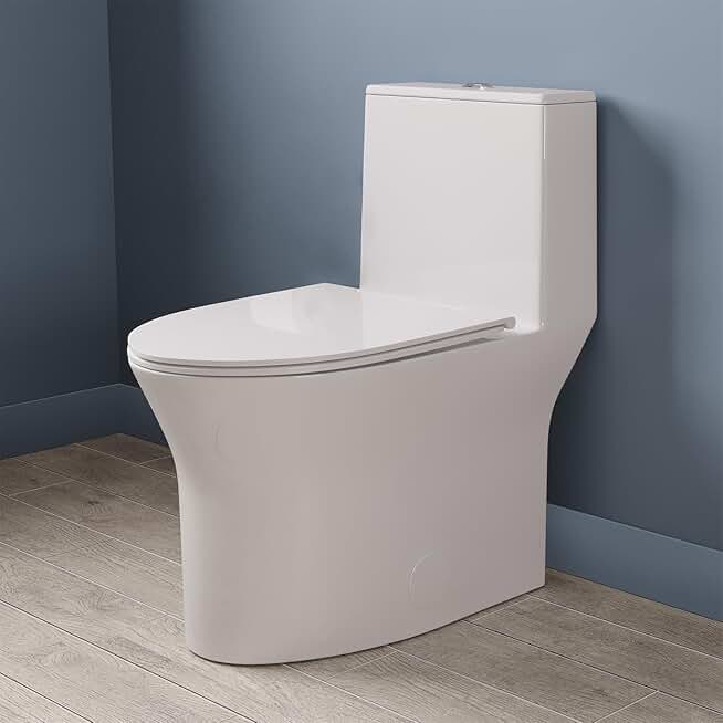 DeerValley Compact One Piece Toilet, Quiet Dual & Powerful Flush Modern Toilet for Small Bathroom w/Comfort Chair Seat, Dual Flush 0.8/1.28 GPF and MAP 900g, Space Saving Toilet