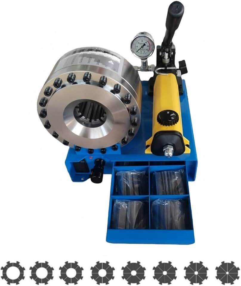 Manual hydraulic hose crimping machine with 8 sets of dies, suitable for high-pressure hydraulic hoses and pipes, System pressure 40MPa