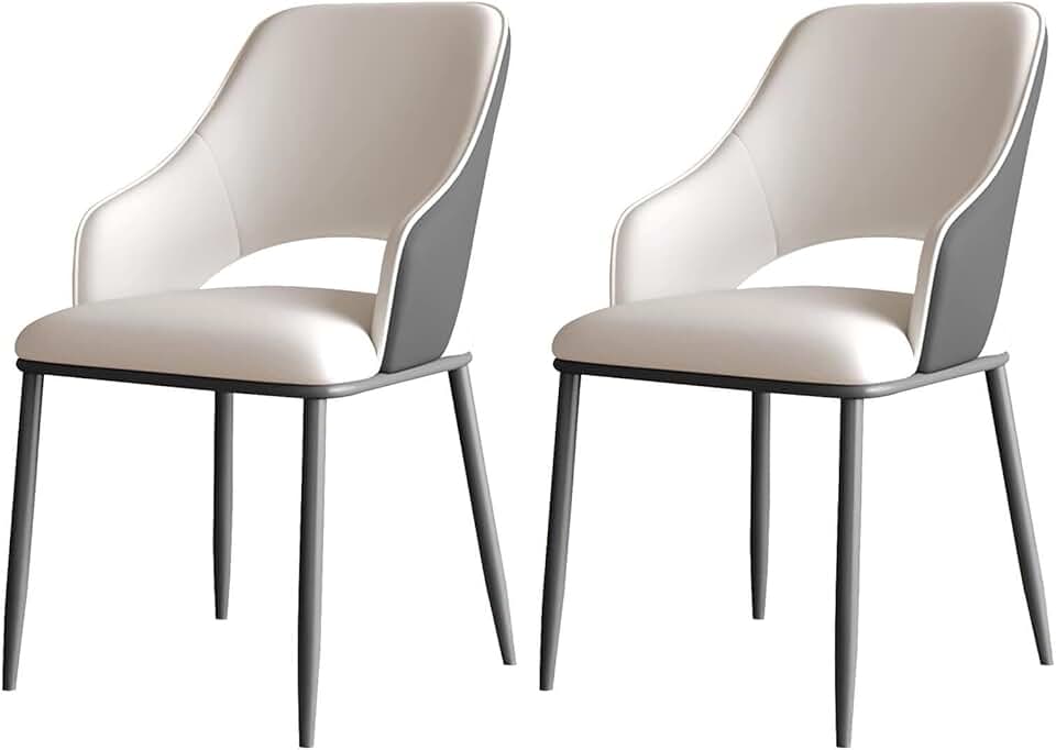 Dining Chairs Kitchen Chairs Soft Comfortable Durable Leisure Chair Modern Dining Room Chairs Set of 2 Pu Leather Upholstered Living Room Armchairs Home Reception Restaurantniture/Light Gray K