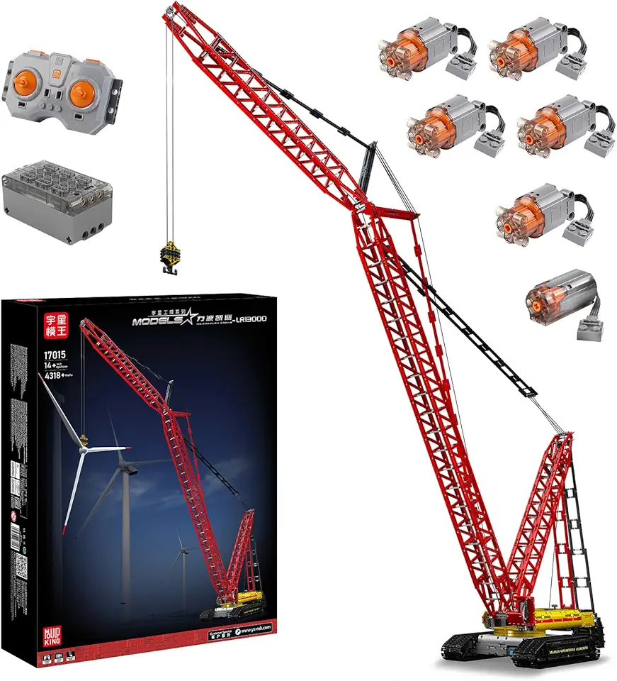 Mould King Crawler Crane LR13000 Building Block Kits, MOC Construction Vehicles Cranes Model with Motor/APP Remote Control, Gift for Kids Age 8+/Adult Collections Enthusiasts (4318+ Pieces)