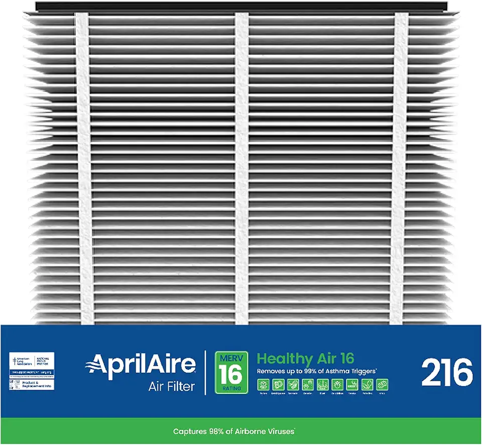 AprilAire 216 Replacement Filter for AprilAire Whole House Air Purifiers - MERV 16, Allergy, Asthma, & Virus, 20x25x4 Air Filter (Pack of 2)