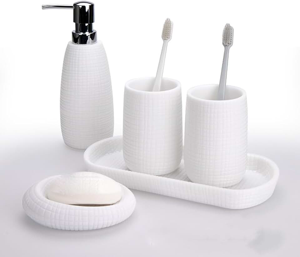 GYLXW Resin Bathroom Accessories Set Soap Dish Soap Dispenser Gargle Cup Tray Home Decor Hotel Supplies Ornament