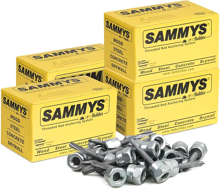 Everflow Sammys 8046957-100 TEK 50 3/8 Inch Vertical Threaded Rod Anchor Designed Structure, Steel w/Electro-Zinc, Corrosion Resistance, 12-24 x 1-1/2 Inch Screw Length (Pack of 100), 100 Piece