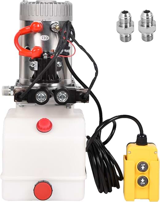 3 Quart 0.75 Gallon Hydraulic Power Unit, 12V DC Hydraulic Pump Double Acting Solenoid Pump,3200 PSI Dump Trailer Pump with Plastic Reservoir,for Dump Trailer Car Lifting Platforms