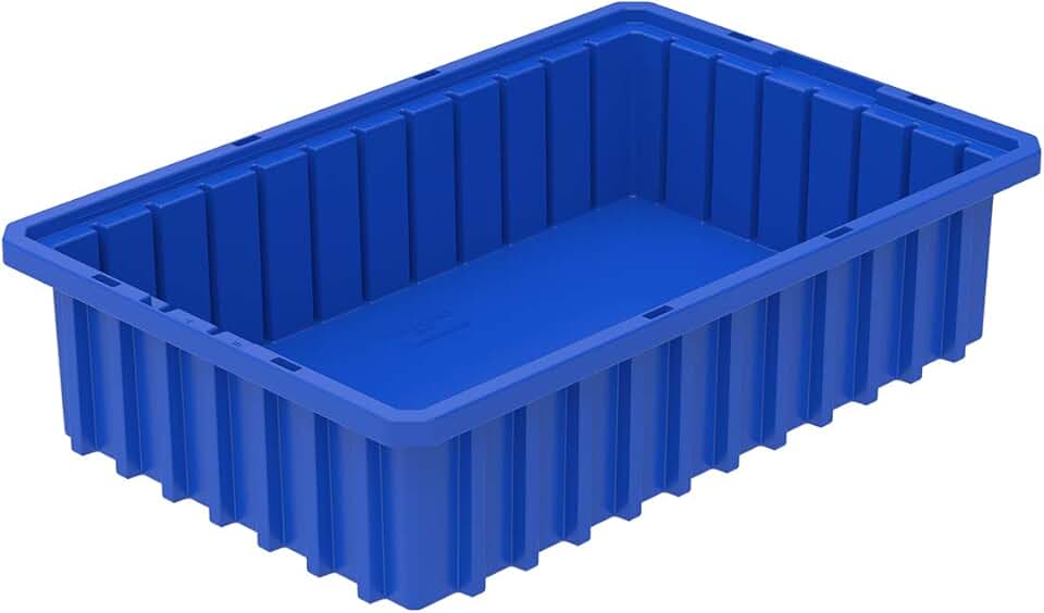 Akro-Mils - 33164BLUE 33164 Akro-Grid Plastic Slotted Dividable Modu Box Stackable Grid Storage Tote Container, (16-1/2-Inch L x 10-7/8-Inch W x 4-Inch H), (12 Pack), Blue