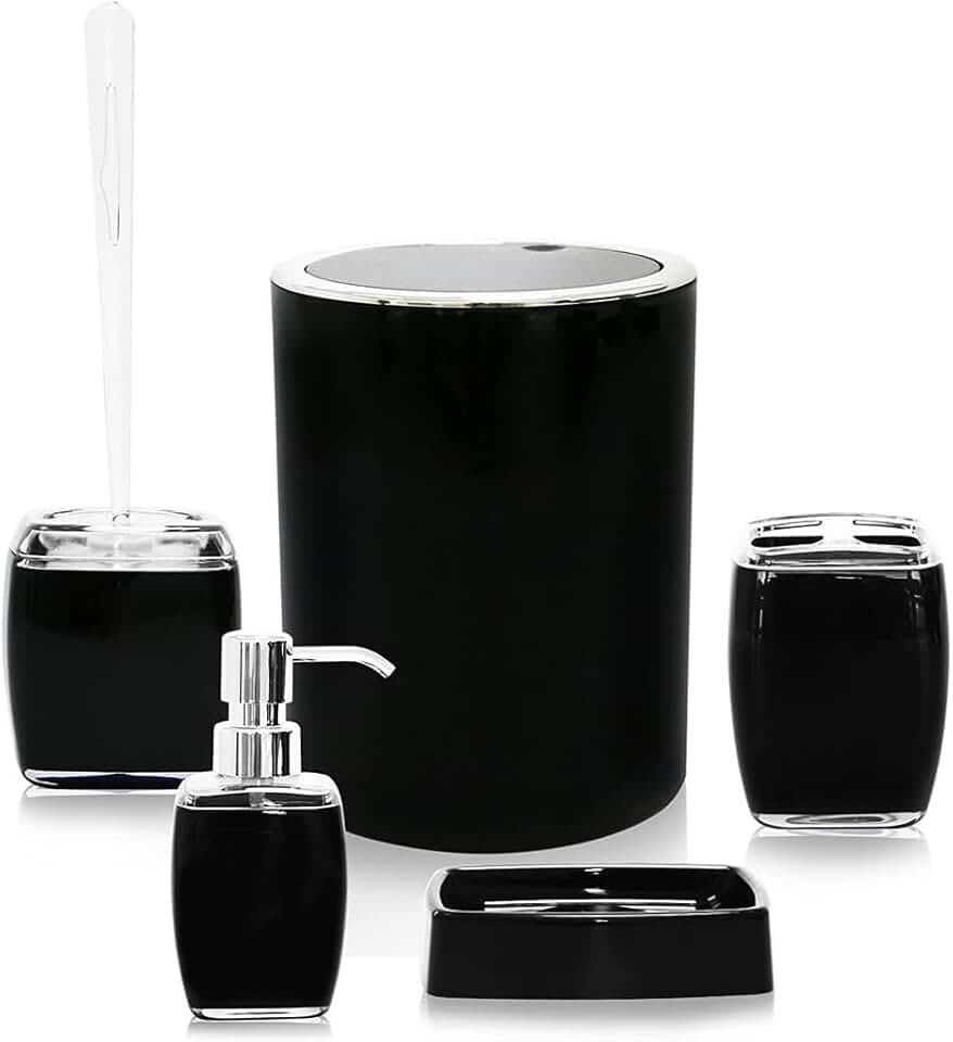 Bathroom Set Family Bathroom Decoration Set Soap Dispenser Lotion Bottle Trash Can(E)