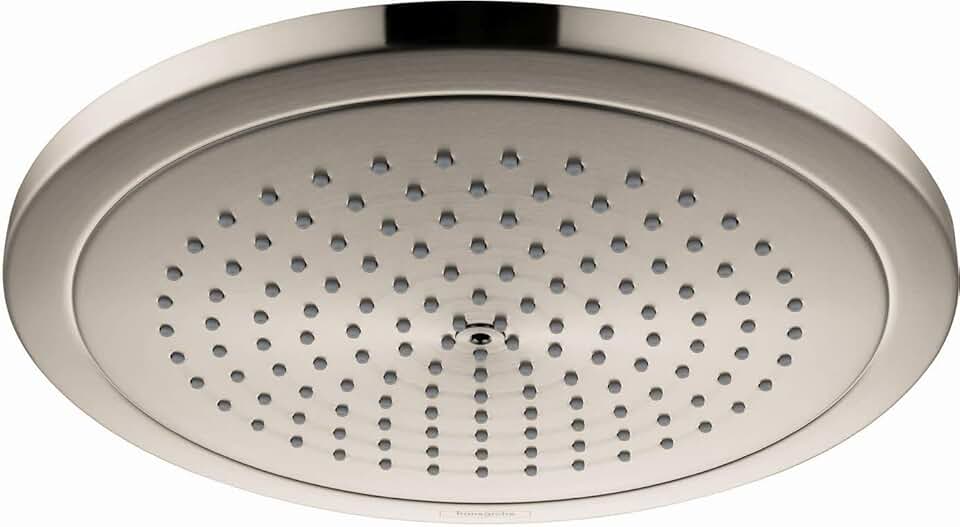 hansgrohe Croma 11-inch Showerhead Low Flow Modern 1-Spray Rain Water Saving with QuickClean in Brushed Nickel, 26217821