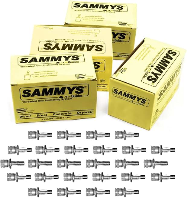 Everflow Sammys 8181922-100 XP 200 1/4 Inch Screw Vertical Threaded Rod Anchor for Luminaire Fitting, Metal Deck & Purlin Fastener, Electro-Zinc Finish, No-Predrilling, Saves Time (Pack of 100)