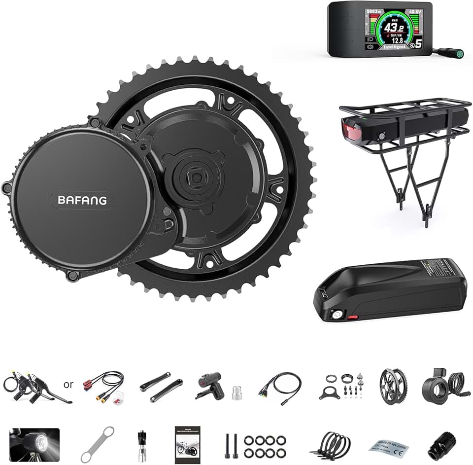 BAFANG Ebike Conversion Kit,BBS02 BBSHD Mid Drive Kit with Battery(Optional) Gear Sensosr for BB68-73MM Moutain Bike,Commuter Bike,Trike(500C,Without Battery)