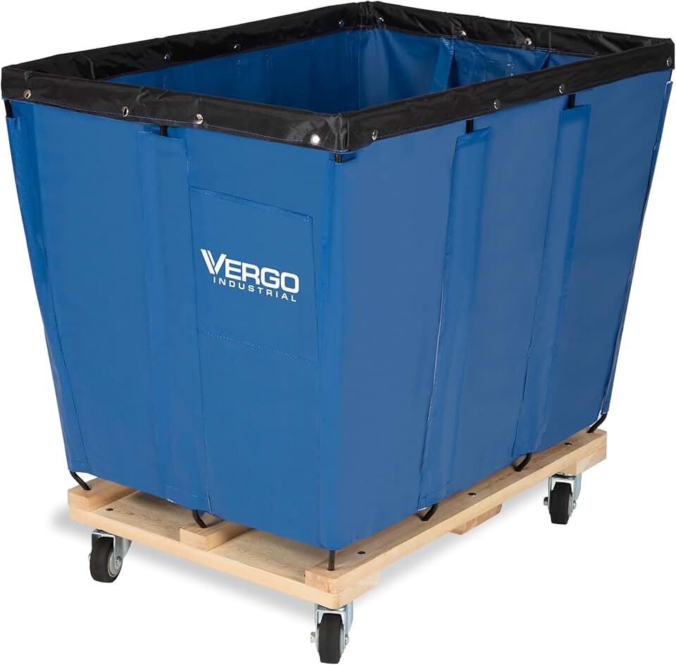 Vergo Industrial Basket Trucks (12 Bushels) 600 lbs Capacity - Heavy Duty Rip-Stop Vinyl Commercial Laundry Cart with Wheels - 15 Cubic Feet - Service Cart for Laundry, Trash and Heavy Materials