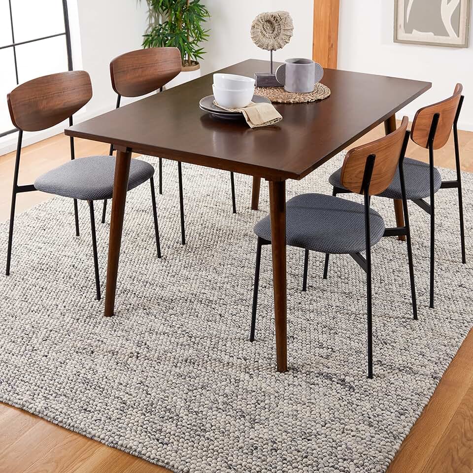 SAFAVIEH Natura Collection Area Rug - 8' Square, Light Grey & Ivory, Handmade Textured Wool, Ideal for The Living Room, Bedroom, Dining Room (NAT620G-8SQ)