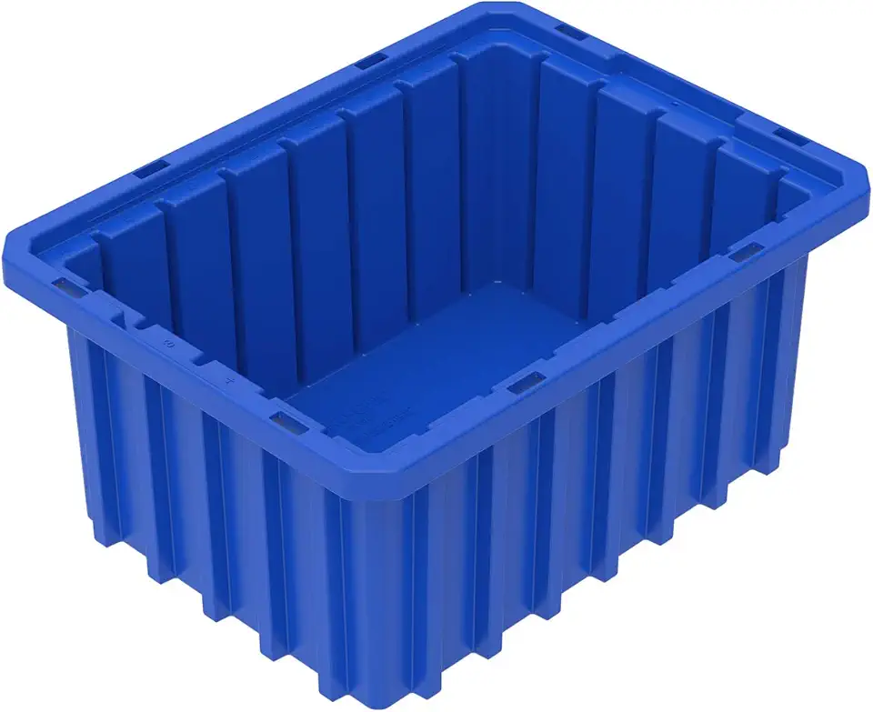 Akro-Mils 33105 Akro-Grid Plastic Slotted Dividable Modu Box Stackable Grid Storage Tote Container, (10-7/8-Inch L x 8-1/4-Inch W x 5-Inch H), (20 Pack), Blue