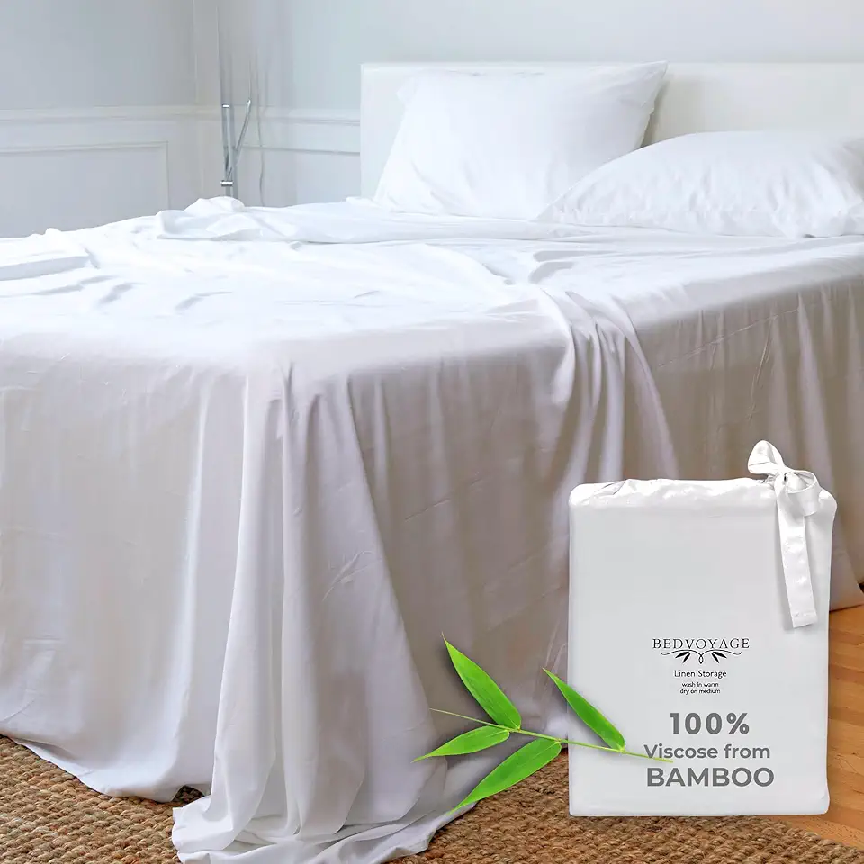 BedVoyage - King Luxury Sheet Set, 100% Viscose derived from Bamboo, Cooling Bedding Sheets & Pillowcases Set - Soft Bed Sheets - 18