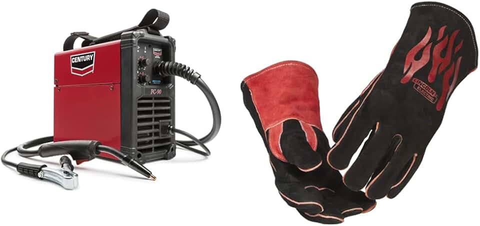 Lincoln Electric FC90 Flux Core Wire Feed Welder + Traditional MIG/Stick Welding Gloves