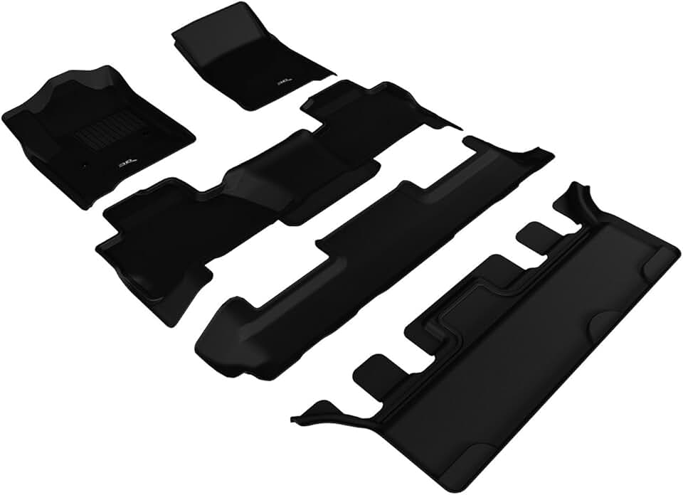 3D MAXpider Custom Fit Kagu Floor Mat (Black) Compatible with GMC Yukon 2015-2020 (w/ Bucket 2nd Row) - Full Set